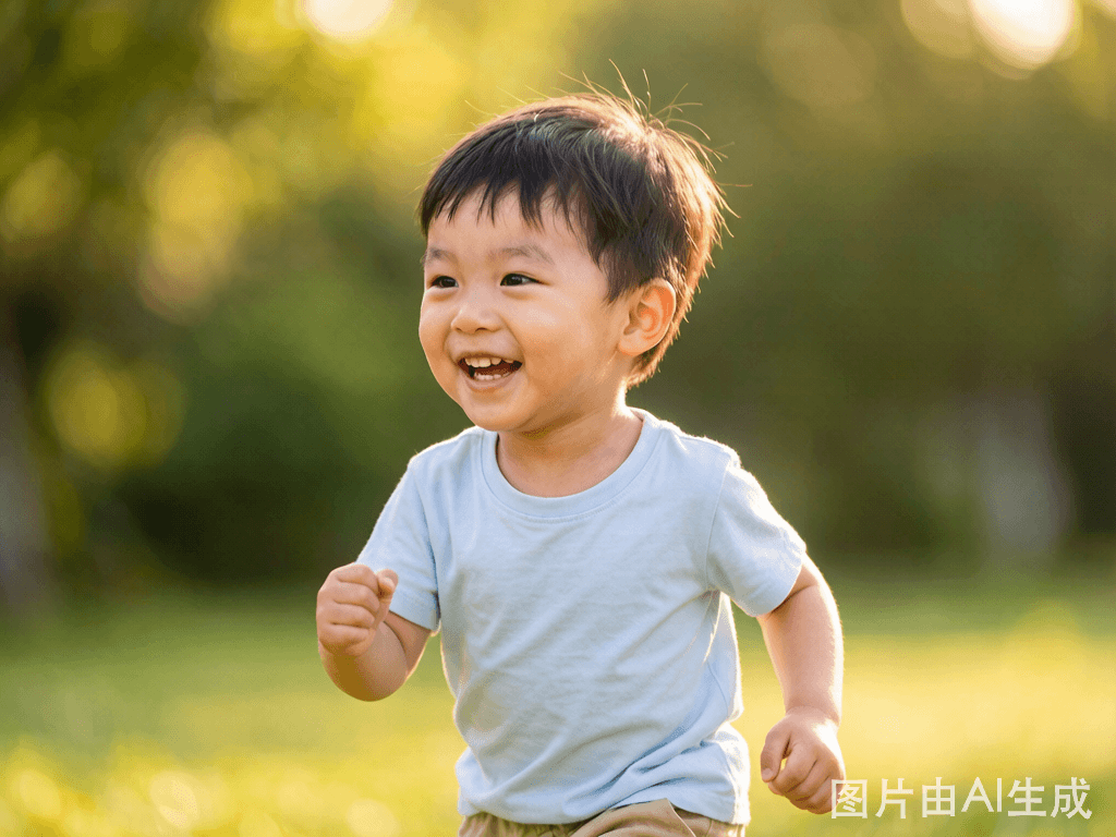 温暖自然光下陪伴孩子成长的家庭场景